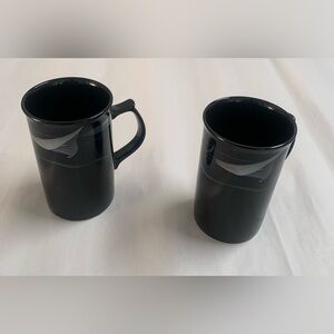 Mikasa OPUS BLACK Cappuccino  Mugs. Set of 2 EUC